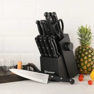 19-piece Knife Set, German Steel, Durable, Dishwasher-safe, Kitchen Knife Set With Built-in Sharpener For Chopping, Slicing,