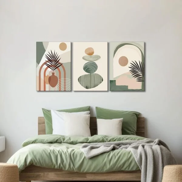 3 Pcs Boho Art Wall Decor Canvas Wall Art Decor Stretched And Framed Ready To Hang Size 12 X 16in