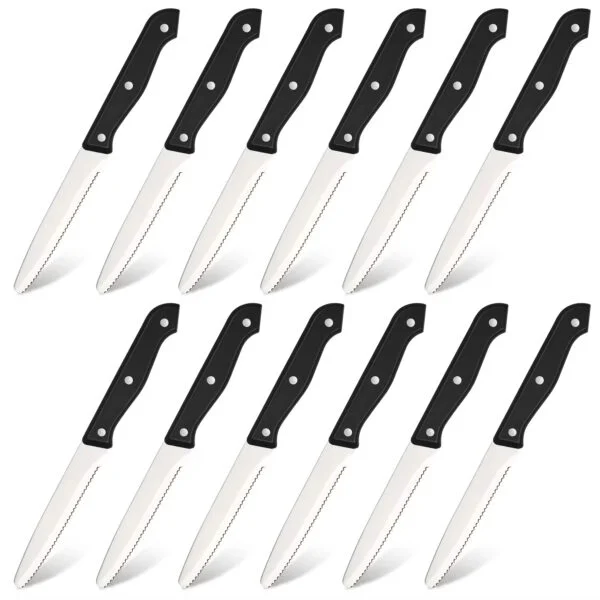12-piece Kitchen Knife And Accessory Set With High-carbon Stainless Steel Blades, Including Meat And Steak Knives, With ABS