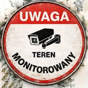 8x8in Vintage Surveillance Area Round Metal Warning Sign