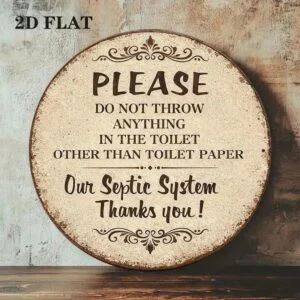 Vintage Round Sign Please Only Throw Toilet Paper Plaque