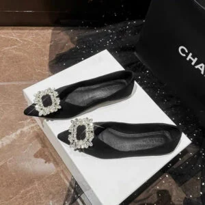 Women's Pointed-Toe Flats with Square Buckle