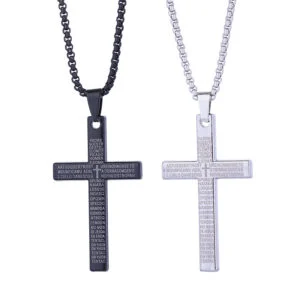 Cross Necklace Men's Scripture Androgynous