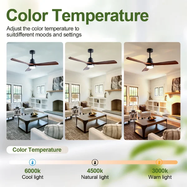 52″ Wooden Ceiling Fans with Lighted Remote Control