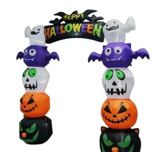 8.2 FT Cute Halloween Inflatables Pumpkin Archway Outdoor Decoration, Giant Blow Up Yard Arch Decorations With Built-in LED