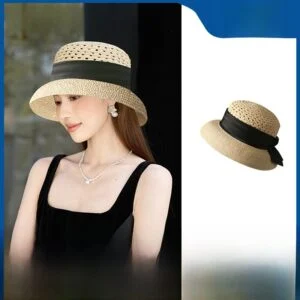 Adjustable Raffia Sun Hat with Wide Brim