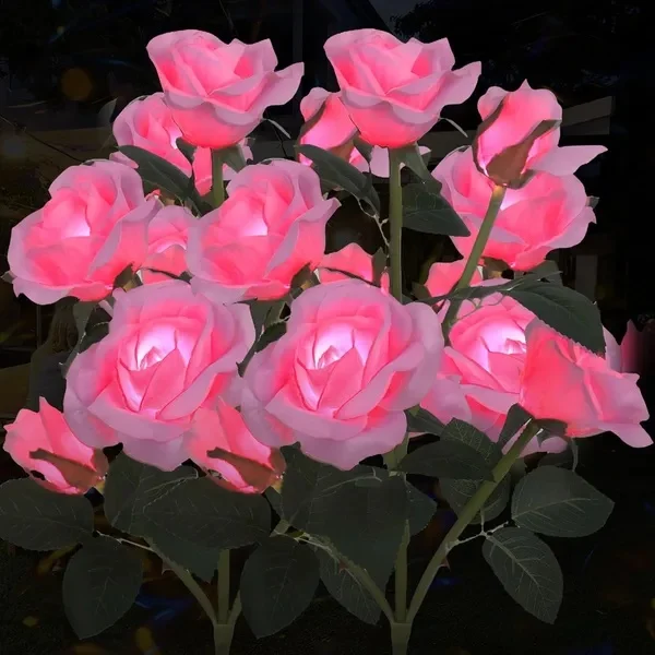 Solar Rose Lights Outdoor Pack Flowers