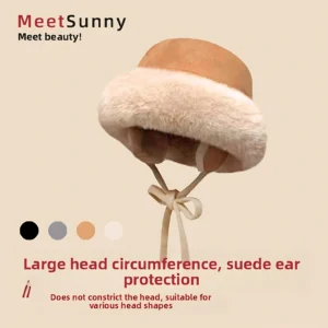 Meetsunny Suede Ear-Protecting Fisherman Hat Thickened Warm