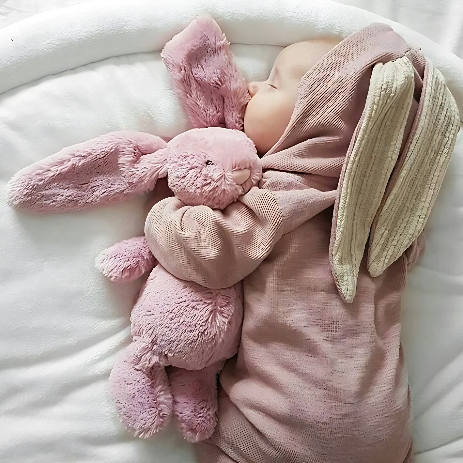 Cotton Baby Bunny-Ear Hooded Romper