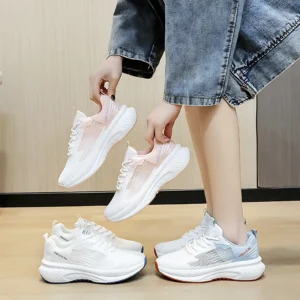 Womens Thick Sole Breathable Running Shoes Casual Lace Up Sports Sneakers