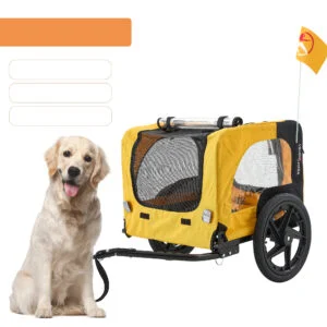 Yellow Outdoor Heavy Duty Foldable Practical Pet Stroller Do