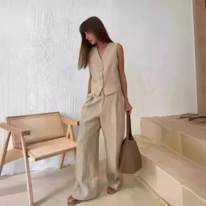 Sleeveless Vest and Pants Set