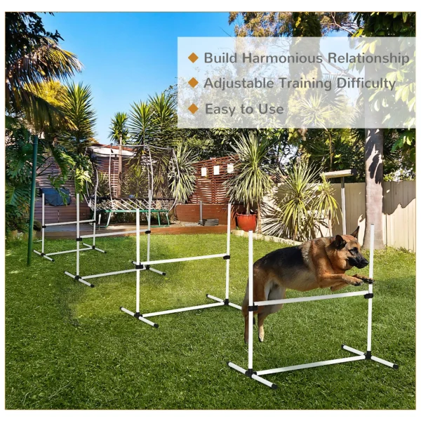 4-piece Dog Agility Training Equipment with Height-adjustabl