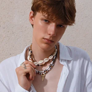 Men's Shell Shark Tooth Layer Necklace