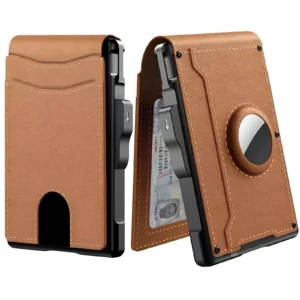 Men’s Card Holder, Metal Anti-Magnetic Anti-Theft Automatic Card-Ejecting Wallet, Credit Card and Business Card Case Wallet