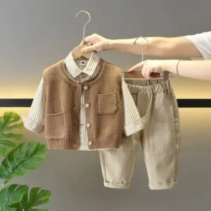 Boys Sweater, Vest and Trousers 3-Piece Set