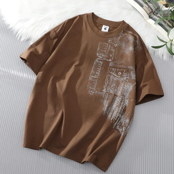 Mens Round Neck Printed Short Sleeve T-shirt
