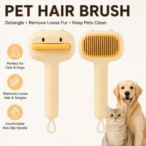 Cute Cartoon Bear Self-Cleaning Pet Brush Universal Desheddi