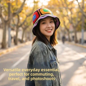 Ruffled Edge Knitted Bucket Hat
