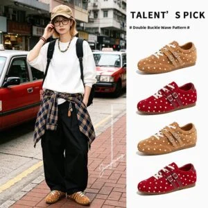 Women's 3cm Height-Increasing Leather Training Shoes