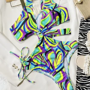 Open-weave drawstring one-piece swimming suit