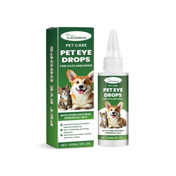 Dog Cat Eye Drops, Gentle Eye Care With Sodium Hyaluronate & Vitamin E, Soothe Irritation, 60ml Pet Eye Cleaner