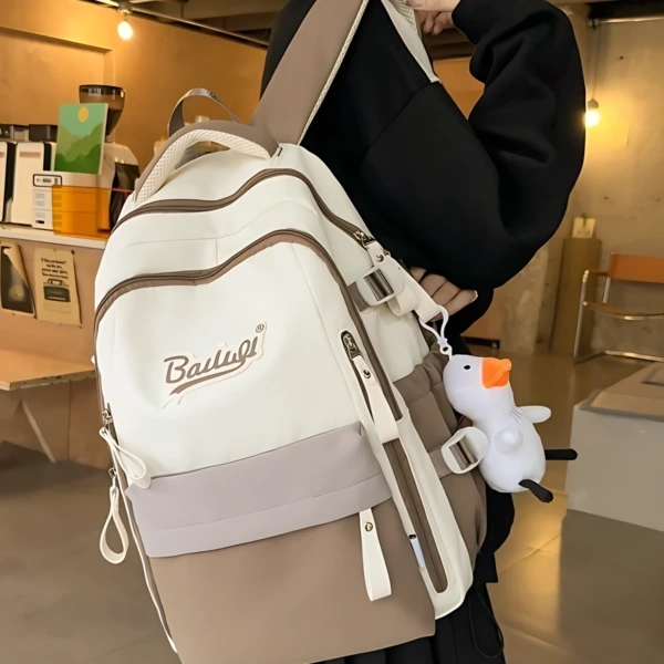 Nylon Letter Print School Backpack