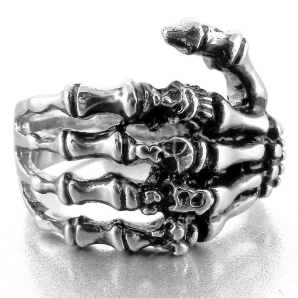 Gothic Skull Ring Men’s Punk Jewelry Antique Silver Tone