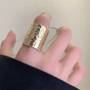 European American Retro Lava Texture Metal Wide Opening Ring Unisex Couple Fashion Ring