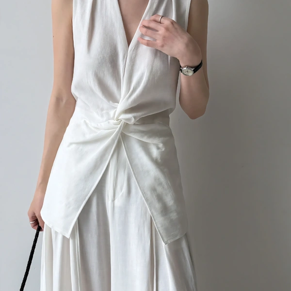 Women’s Linen Vest and Wide-Leg Pants Set