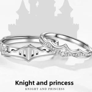Princess Knight Adjustable Sterling Silver Couple Ring