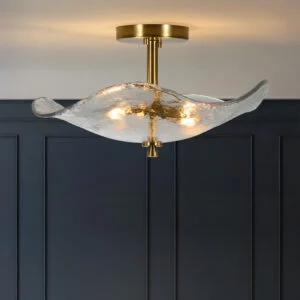 16.5 Inch Glass Semi Flush Mount Ceiling Light Fixture