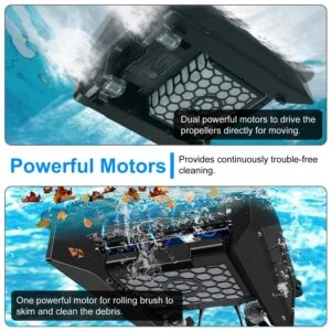 1Pc Solar Powered Robotic Pool Skimmer Automatic Swimming Pool Surface Cleaner With 2 Cleaning Modes Dual Charging Methods IPX7 Waterproof 1937sq.ft Coverage APP Control