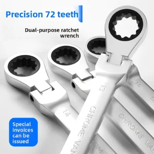 Movable Head Ratchet Wrench Dual Head Automotive Tool