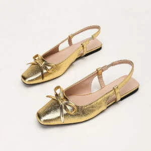 Women's Gold Closed-Toe Mary Jane Shoes