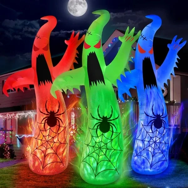12ft Halloween Inflatables Decoration Giant Ghost 3-col Light