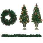 HOMCOM Prelit Holiday Christmas 4-Piece Set
