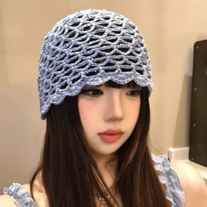 Japanese Style Hollow Out Sequin Knit Pullover Hat