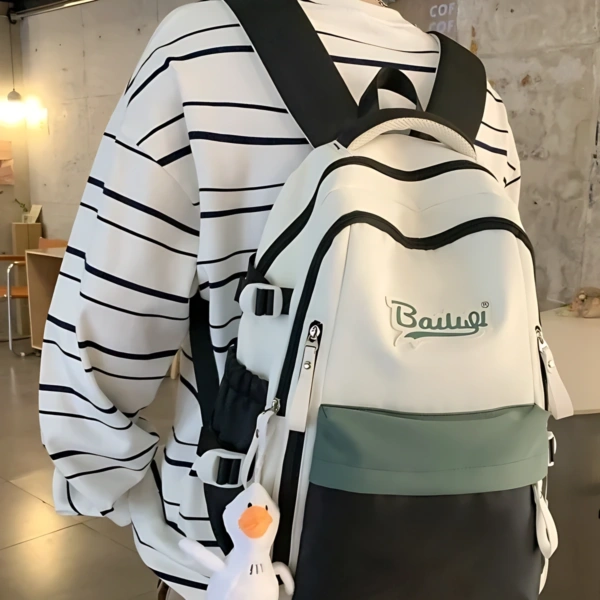 Waterproof Nylon Letter-Print School Backpack