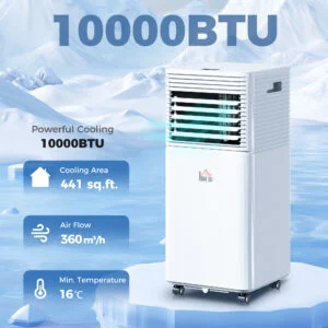BTU Mobile Air Conditioner for Cooling and Dehumidifying