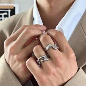 Adjustable Liquid Lava Couple Ring