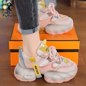 Women’s Breathable Mesh Casual Sports Shoes with Thick Sole