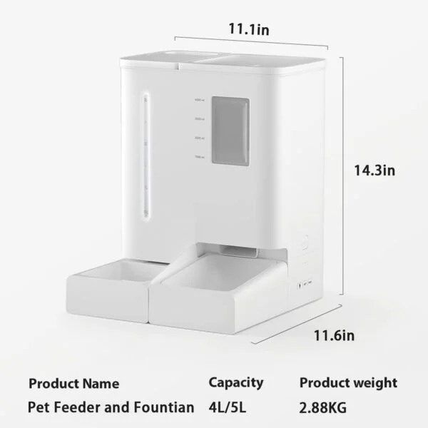 Waithem WiFi Automatic Pet Feeder & Waterer 2-in-1 Set App-Controlled, 2-Week Capacity, Detachable &Washable, Moisture-Proof