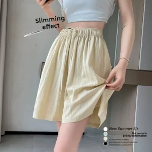 Womens Ice Silk Wide Leg Pants