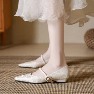 Women's Satin Pointed-Toe Single-Strap Shoes