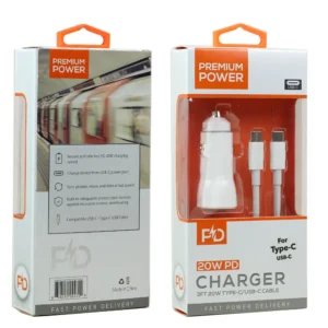 20W USB-C Car Charger with Built-In Cable