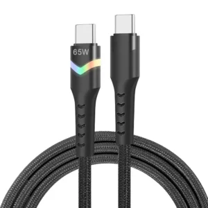 3FT 65W Nylon Braided USB-C Cable with LED Light