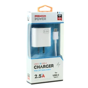 Dual-Port USB-A and USB-C Wall Charger