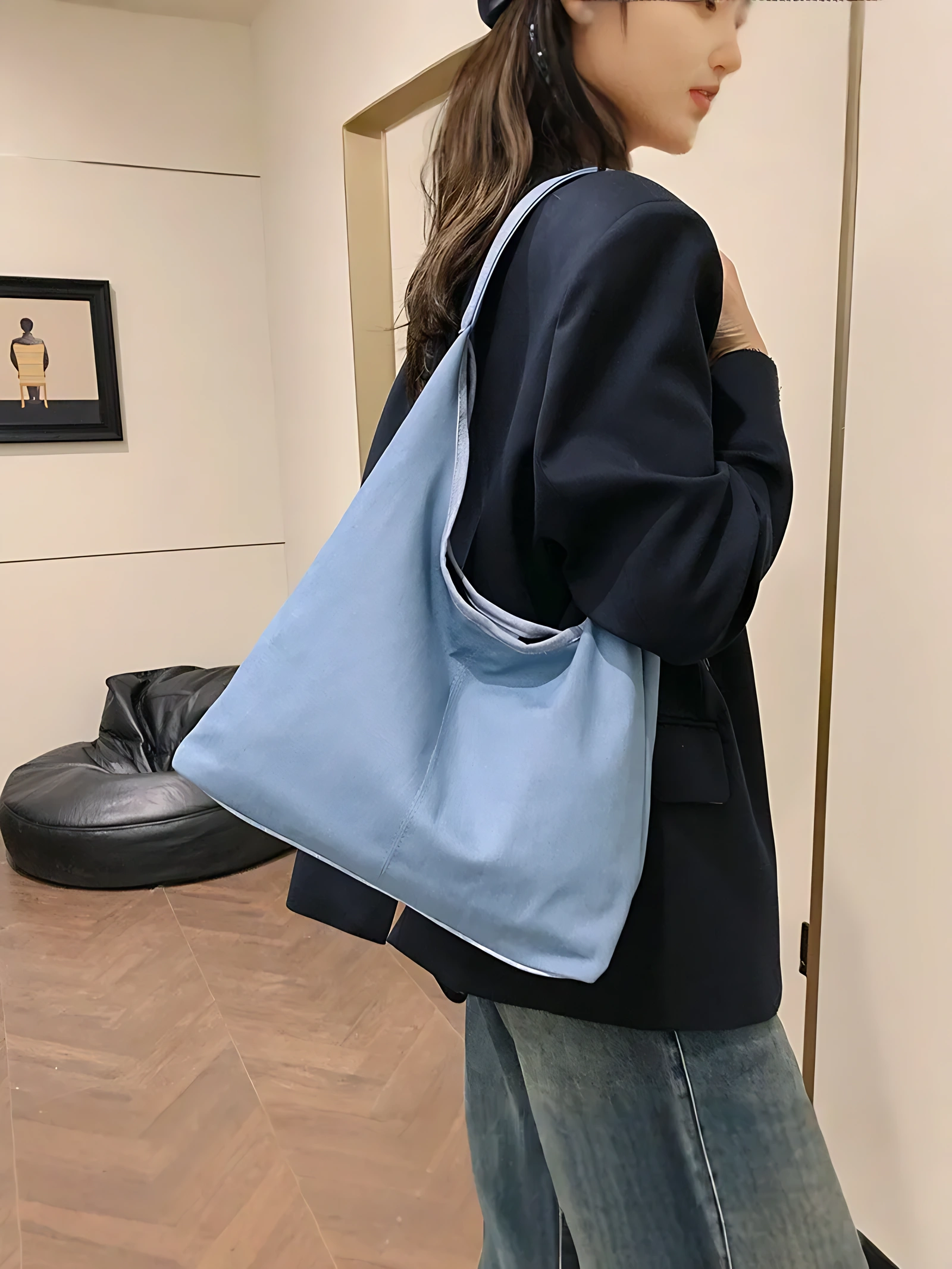 Denim Shoulder Tote and Underarm Bag for Women