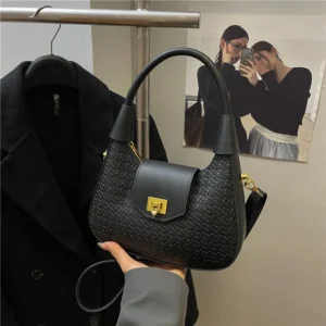 Woven Crescent Underarm Crossbody Bag for Women